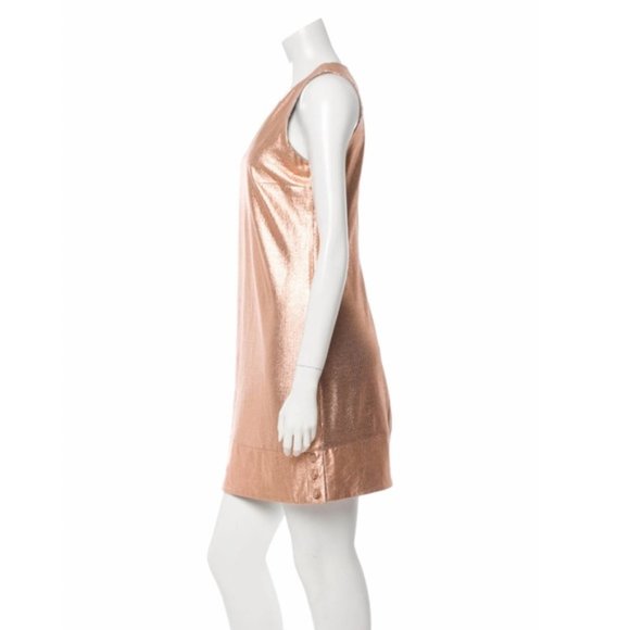 MISHA NONOO Rose Gold Sleeveless Metalic Dress - Picture 2 of 4